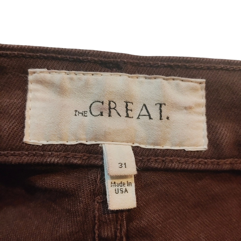 THE GREAT. The Rider Brown Wide Leg Jeans Pants High Rise Size 31 Made in USA - Picture 7 of 9